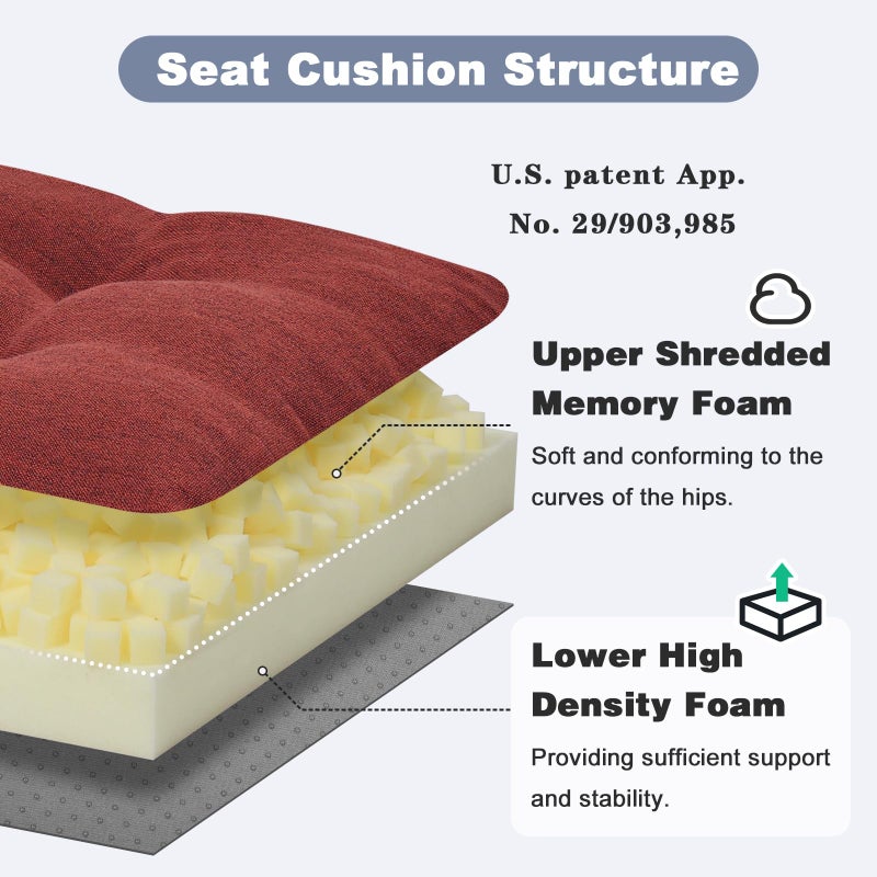 baibu 36 Inch Dual-Layer Patent Design Memory Foam Bench Cushion, Non-Slip Indoor Bench Cushion Standard Size Foam Pad with Machine Washable Cover (Red, 36x15x3in) - Image 2